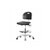 industrial clean room polyurethane medium bench height chair with chrome base, with tilt, adjustable arms, chrome foot ring, glides