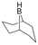 Chemical structure of 9-BBN (9-Borabicyclo[3.3.1]nonane) showing the boron atom and bicyclic ring.