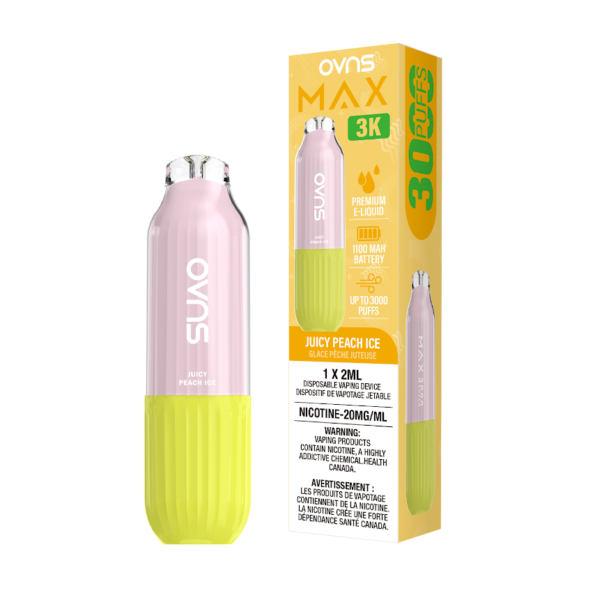 OVNS Max 3K Juicy Peach Ice - Ace Vapes and more