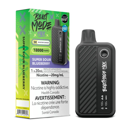 Flavour Beast Mode Max Super Sour Blueberry 20mg Ontario disposable vape available at Ace Vapes Windsor