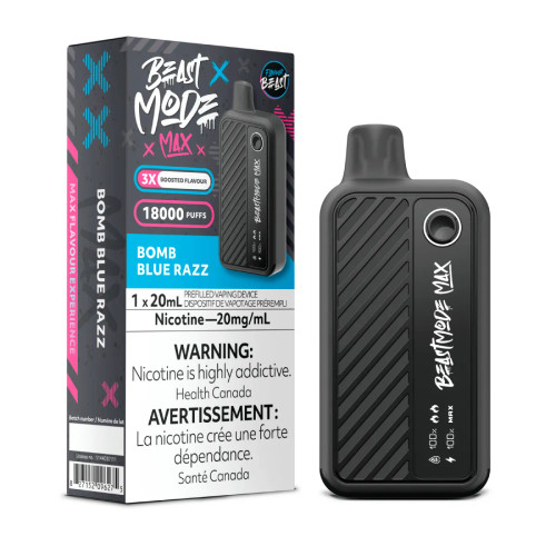 Flavour Beast Mode Max Bomb Blue Razz 20mg Ontario disposable vape available at Ace Vapes Windsor