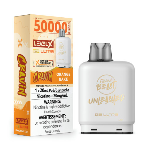Level X G2 Ultra 50K Orange Bake 20mg replacement pod for Level X battery device Ontario Canada