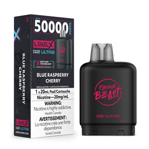 Level X G2 Ultra 50K Blue Raspberry Cherry 20mg replacement pod for Level X battery device Ontario Canada