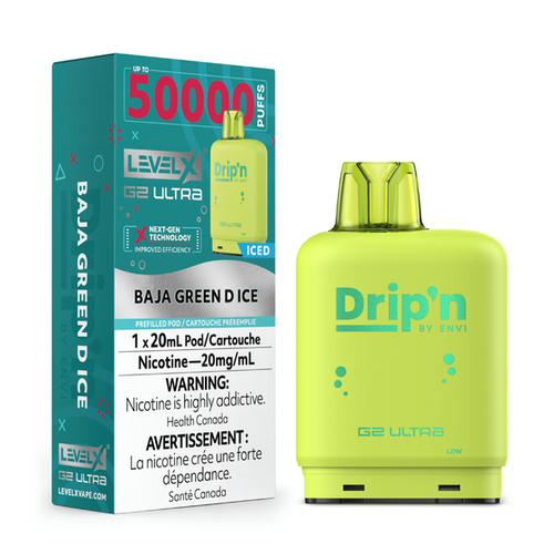 Dripn Level X 50000 Baja Green D Ice replacement pod for Level X battery device Ontario Canada