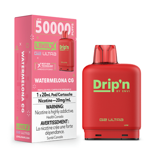 Dripn Level X 50000 Watermelon CG replacement pod Level X system vape Windsor Canada