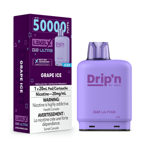 Dripn Level X 50000 Grape Ice replacement pod Level X system vape Windsor Canada