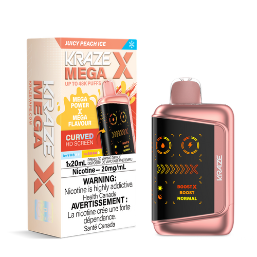 Kraze Mega X 48K Juicy Peach Ice disposable vape Ontario Canada