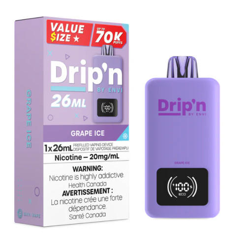 Dripn 70K Grape Ice 20mg disposable vape Windsor Ontario Canada