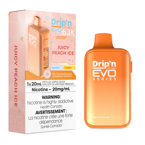 Dripn Evo 63K Juicy Peach Ice disposable vape Ontario Canada