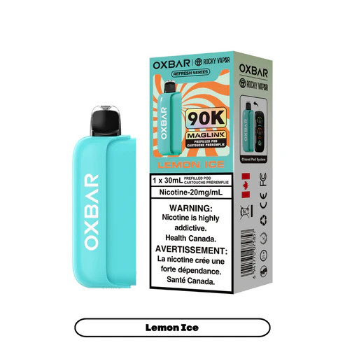Oxbar Maglink 90K Lemon Ice replacement pod compatible with Oxbar Maglink battery device at Ace Vapes Windsor Ontario