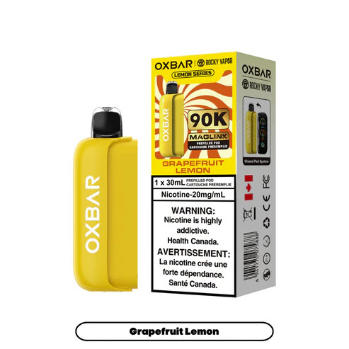 Oxbar Maglink 90K Grapefruit Lemon replacement pod compatible with Oxbar Maglink battery device at Ace Vapes Windsor Ontario