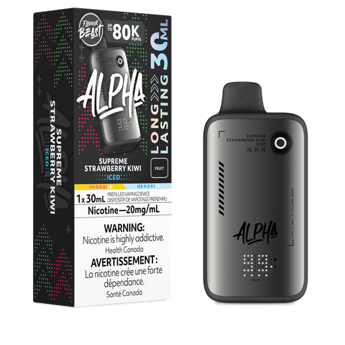 Flavour Beast Alpha 80K Supreme Strawberry Kiwi Iced disposable vape available at Ace Vapes Windsor Ontario