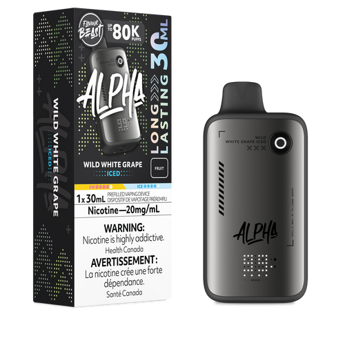 Flavour Beast Alpha 80K Wild White Grape Ice disposable vape available at Ace Vapes Windsor Ontario