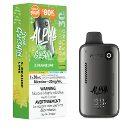 Flavour Beast Alpha 80K Gushin S. Orange Lime disposable vape available at Ace Vapes in Windsor, Ontario, Canada.
