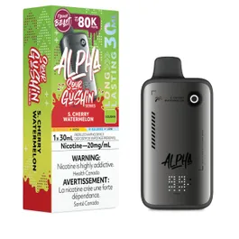 Flavour Beast Alpha 80K Gushin S. Cherry Watermelon disposable vape available at Ace Vapes in Windsor, Ontario, Canada.