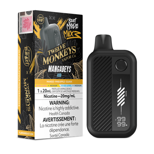 Flavour Beast Beast Mode Max 3 60K Mangabeys Iced Disposable Vape available at Ace Vapes Canada and Windsor.