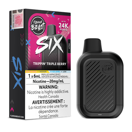Flavour Beast Six 24K 6mL Disposable Vape – Trippin Triple Berry Flavour – Ace Vapes Windsor