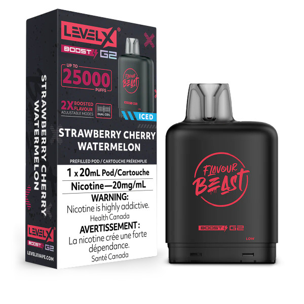 Level X Boost G2 Strawberry Cherry Watermelon Iced 20mg replacement pod for Level X battery device Ontario Canada