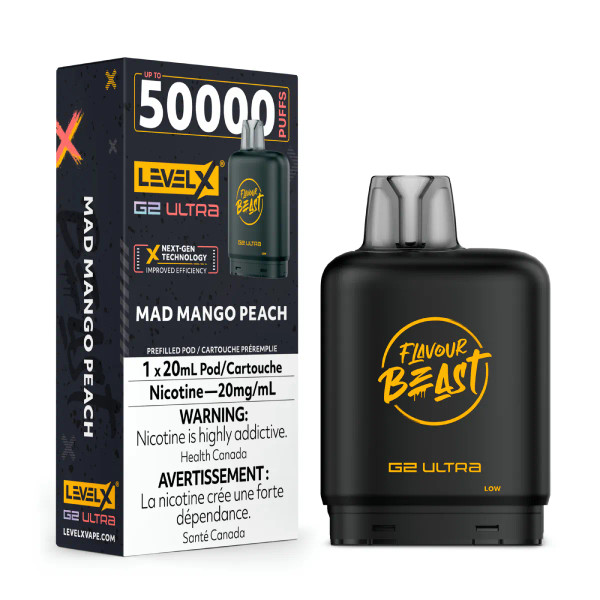 Level X G2 Ultra 50K Mad Mango Peach 20mg replacement pod for Level X battery device Ontario Canada