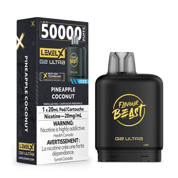 Level X G2 Ultra 50K Pineapple Coconut Ice 20mg replacement pod for Level X battery device Ontario Canada
