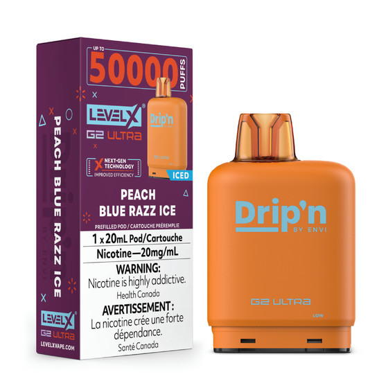 Dripn Level X 5000 Peach Blue Razz ice 20mg
