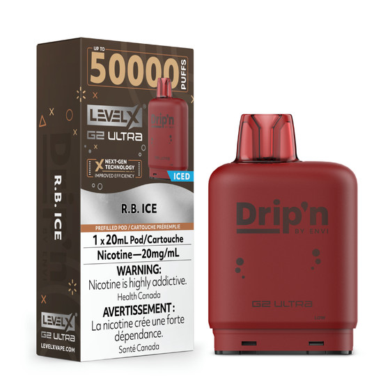 Dripn Level X 50000 RB Ice 20mg root beer ice replacement pod Level X vape Windsor Canada