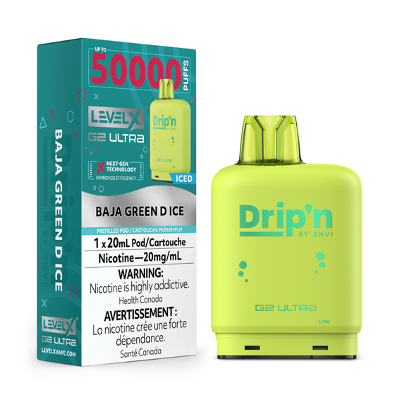 Dripn Level X 50000 Baja Green D Ice replacement pod for Level X battery device Ontario Canada