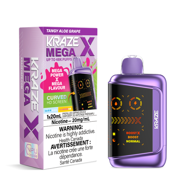 Kraze Mega X 48K Tangy Aloe Grape disposable vape Ontario Canada