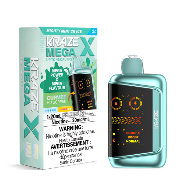 Kraze Mega X 48K Mighty Mint CG Ice disposable vape Ontario Canada