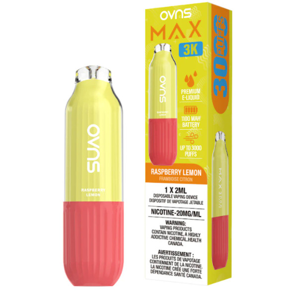 OVNS Max 3K Raspberry Lemon 20mg disposable vape Ontario Canada