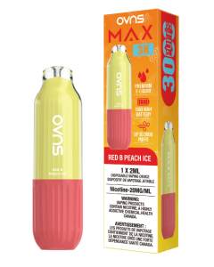 OVNS Max 3K Red B Peach Ice 20mg disposable vape berry peach menthol flavour Windsor Ontario