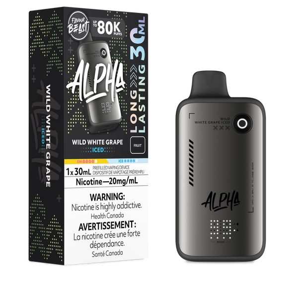 Flavour Beast Alpha 80K Wild White Grape Ice disposable vape available at Ace Vapes Windsor Ontario