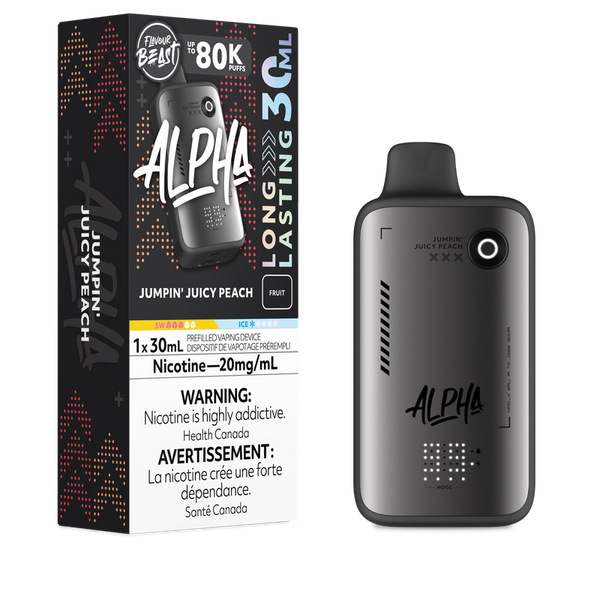 Flavour Beast Alpha 80K Jumpin Juicy Peach disposable vape available at Ace Vapes Windsor Ontario