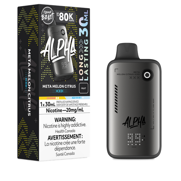 Flavour Beast Alpha 80K Meta Melon Citrus Ice disposable vape available at Ace Vapes Windsor Ontario
