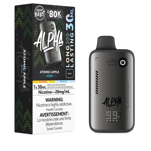 Flavour Beast Alpha 80K Atomic Apple Ice disposable vape available at Ace Vapes Windsor Ontario