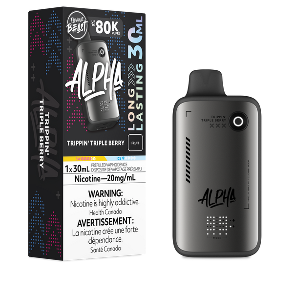 Flavour Beast Alpha 80K Trippin Triple Berry disposable vape available at Ace Vapes Windsor Ontario