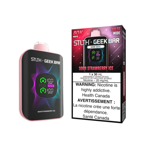 STLTH x Geekbar 80K Sour Strawberry Ice disposable vape available at Ace Vapes Windsor Ontario