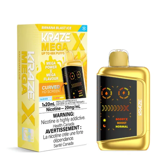 Kraze Mega X 48K Banana Blast Ice disposable vape 20mg Canada Windsor