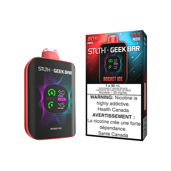 STLTH X Geekbar 80K Rocket Ice disposable vape available at Ace Vapes in Windsor, Ontario, Canada.