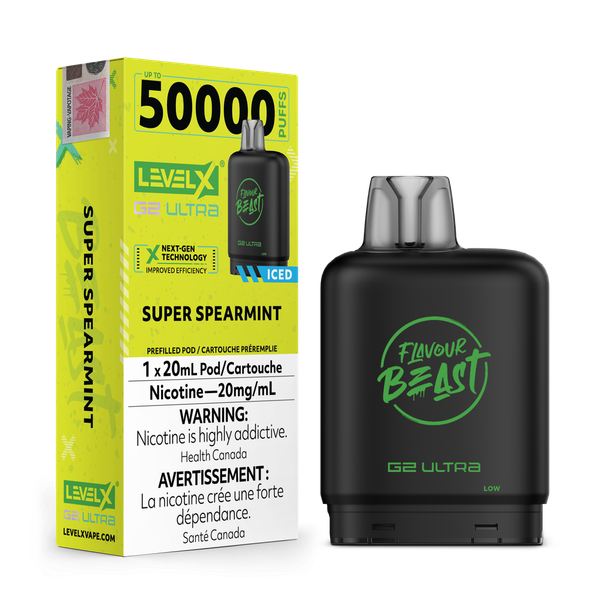 Level X G2 Ultra Super Spearmint Pod compatible with Level X G2 Battery available at Ace Vapes Canada and Windsor.