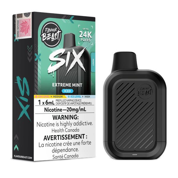 Flavour Beast Six 24K 6mL Disposable Vape – Extreme Mint Iced Flavour – Ace Vapes Windsor
