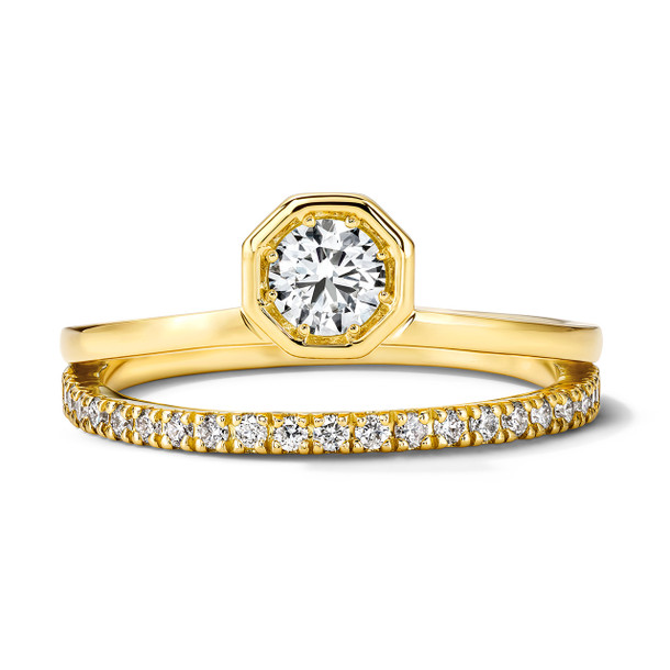 Two Row Octagon Bezel Set Diamond Ring