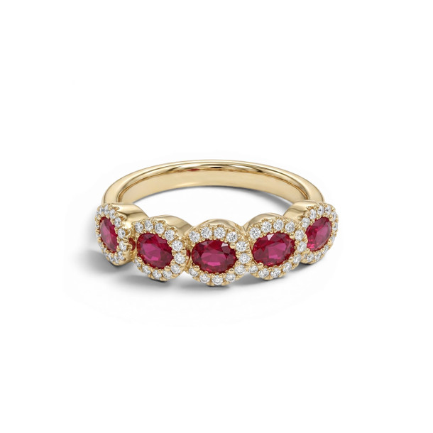 Ruby & Halo Diamond Ring