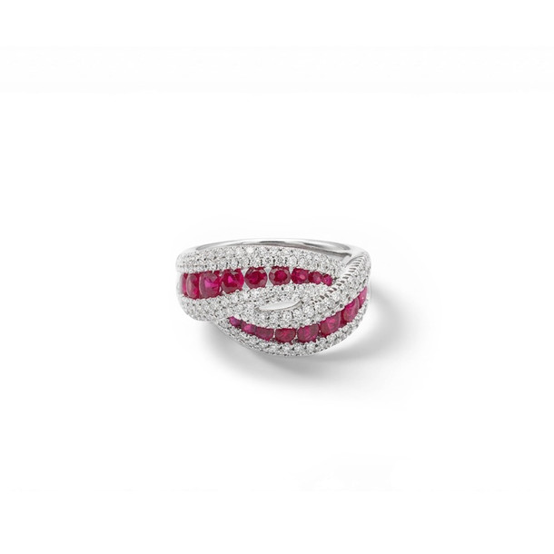 Ruby & Diamond Crossover Ring
