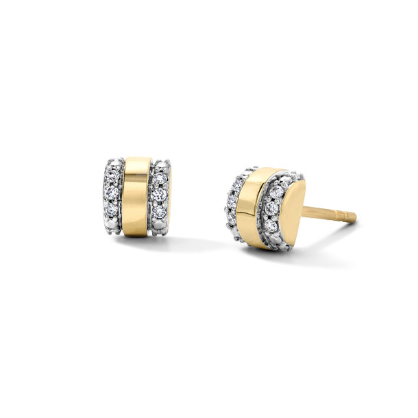 Geometric Gold Diamond Stud Earrings