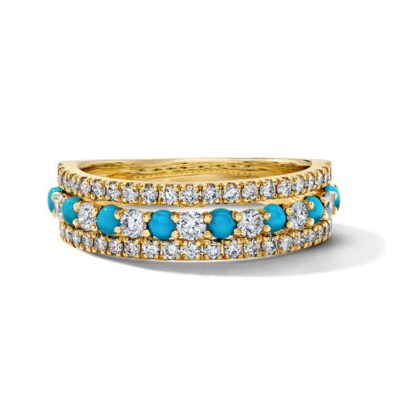 Three Row Turquoise Diamond Band