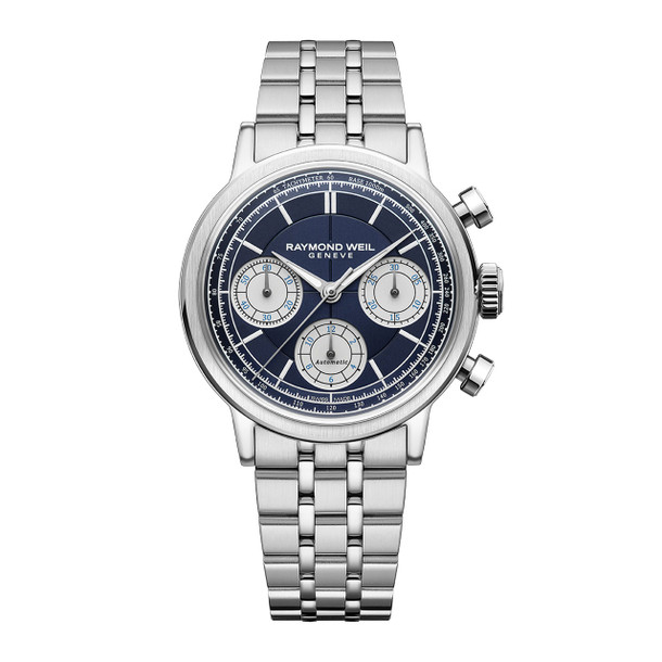 Raymond Weil Millesime Chronograph 39 Blue Dial Watch | Stainless Steel