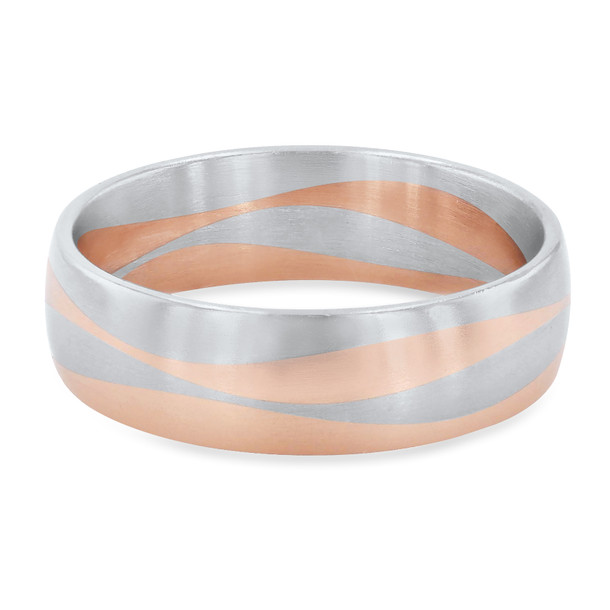 Marble Two Tone 6.5mm Wedding Band
