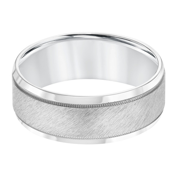 Matte Milgrain 8mm Wedding Band