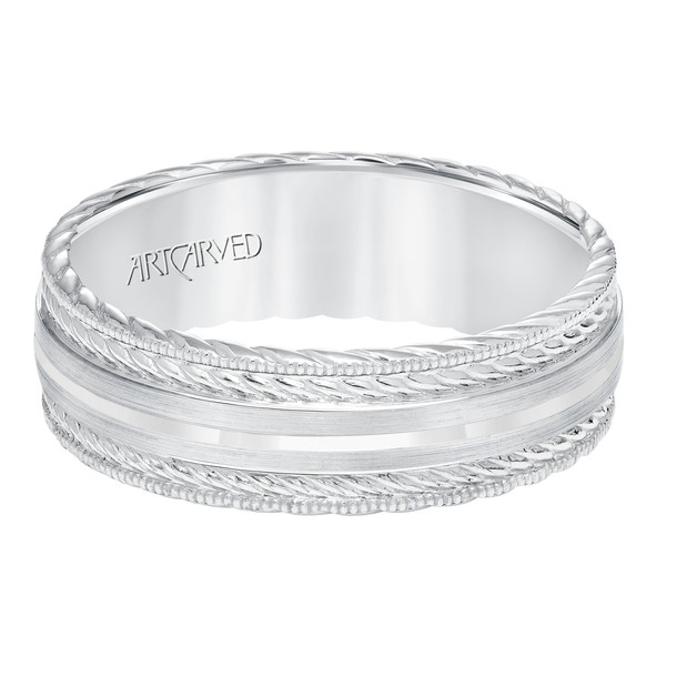 Carved Rope Milgrain 7mm Wedding Band